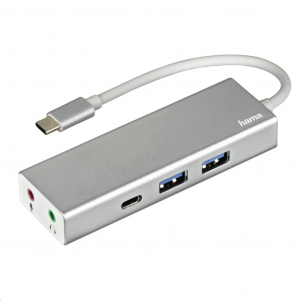 Hama USB 3.1 TYPE-C HUB 3 portos + audio ezüst (135758)